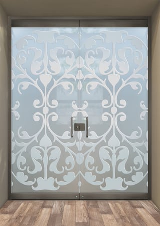 All Glass Front Door with a Frosted Glass Toulouse Traditional Design for Semi-Private by Sans Soucie Art Glass