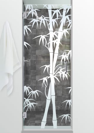 Shower Door with Frosted Glass Asian Bamboo Shoots Design by Sans Soucie