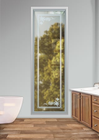 Window with Frosted Glass Borders Spring Flowers Border Design by Sans Soucie