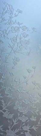 Door Glass Insert with a sandblast Frosted Glass Floral Design Custom-Designed Decorative Etched Glass