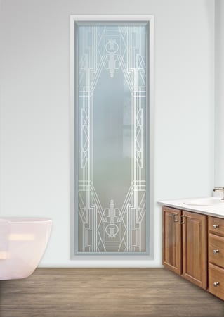 Window with a Frosted Glass Art Deco Art Deco Design for Semi-Private by Sans Soucie Art Glass