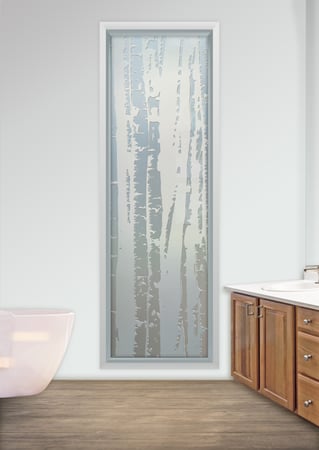 Window with Frosted Glass Trees Aspen Pattern Design by Sans Soucie