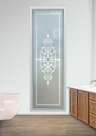 Window with Frosted Glass Wrought Iron Barcelona Design by Sans Soucie