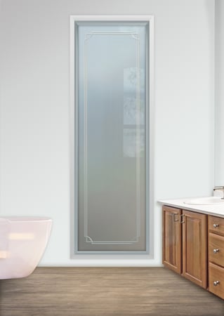Window with a Frosted Glass Concave Overlap Border Borders Design for Semi-Private by Sans Soucie Art Glass
