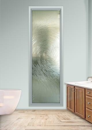 Window featuring Frosted Glass Design Etched Glass by Sans Soucie Art Glass with Custom Oceanic Design Cast Swirls II - Cast Glass CGI Oceanwave Exterior