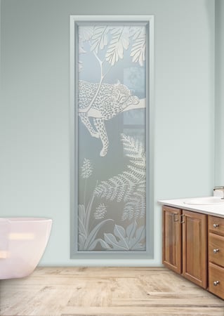 Window with Frosted Glass Wildlife Cheetah Design by Sans Soucie