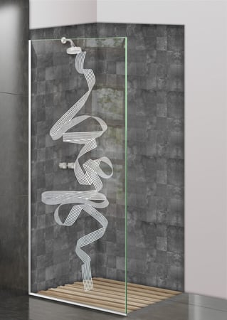Shower Partition with sandblast Frosted Glass Design Art Glass Featuring Sandblast Etched Glass by Sans Soucie