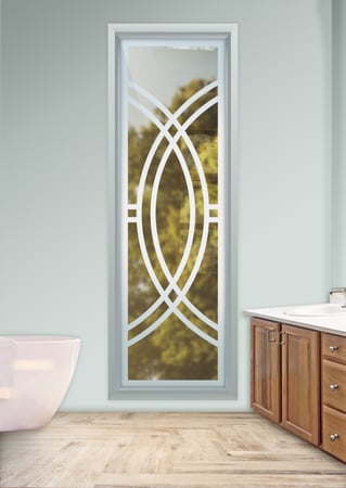 Window with a sandblast Frosted Glass Geometric Design Custom-Designed Decorative Etched Glass