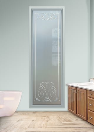 Window featuring a Frosted Glass Traditional Design Sandblast Etched Glass Elegant Design by Sans Soucie
