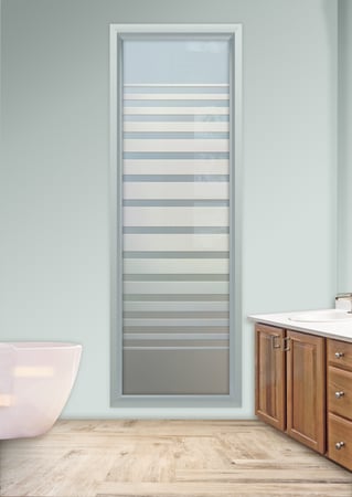 Window with a sandblast Frosted Glass Geometric Design Custom-Designed Decorative Etched Glass