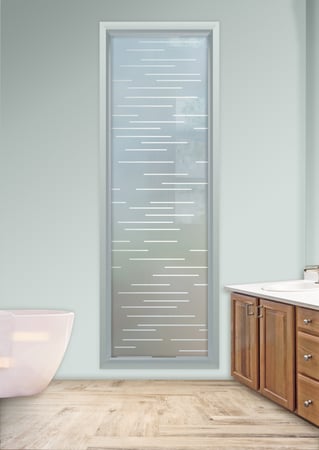 Window with Frosted Glass Geometric Finer Lines Design by Sans Soucie