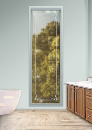 Window with Frosted Glass Traditional Florence Border Design by Sans Soucie