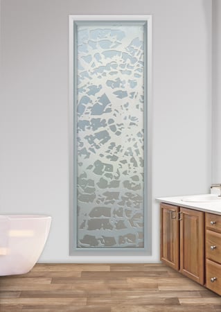 Window featuring Frosted Glass Design Etched Glass by Sans Soucie Art Glass with Custom Trees Design Grain