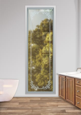 Window with a Frosted Glass Lenora Border Borders Design for Semi-Private by Sans Soucie Art Glass