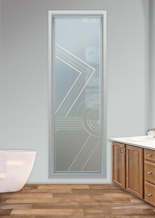 Window with Frosted Glass Geometric Odyssey A Design by Sans Soucie