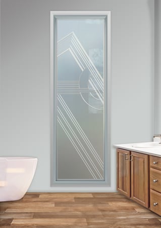 Window with Frosted Glass Geometric Odyssey B Design by Sans Soucie