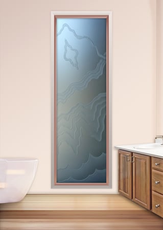 Window with a Frosted Glass Rugged Retreat No GC Abstract Design for Private by Sans Soucie Art Glass