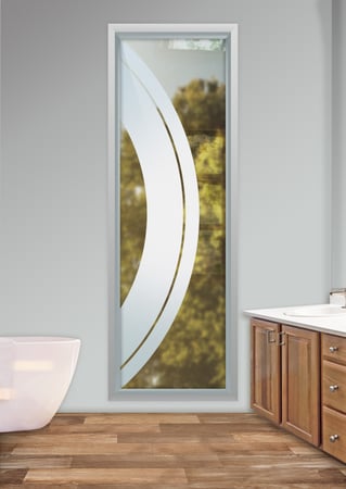 Window with a Frosted Glass Sphere Geometric Design for Semi-Private by Sans Soucie Art Glass