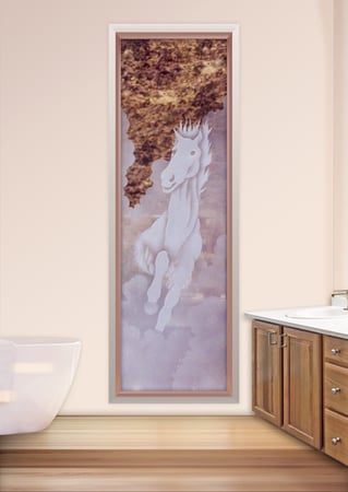 Window with a sandblast Frosted Glass Wildlife Design Custom-Designed Decorative Etched Glass