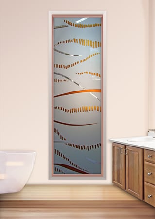 Window with a Frosted Glass Trails Abstract Design for Semi-Private by Sans Soucie Art Glass