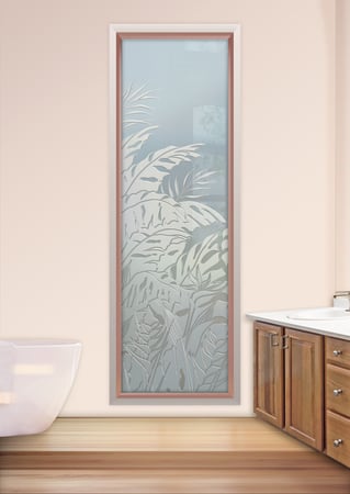 Window with a Frosted Glass Tropical Paradise Tropical Design for Semi-Private by Sans Soucie Art Glass