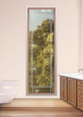 Window featuring a Frosted Glass Borders Design Sandblast Etched Glass Ultra Border Design by Sans Soucie