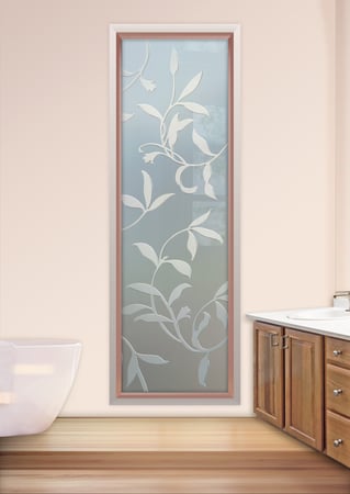 Window with a Frosted Glass Vines Large Foliage Design for Semi-Private by Sans Soucie Art Glass