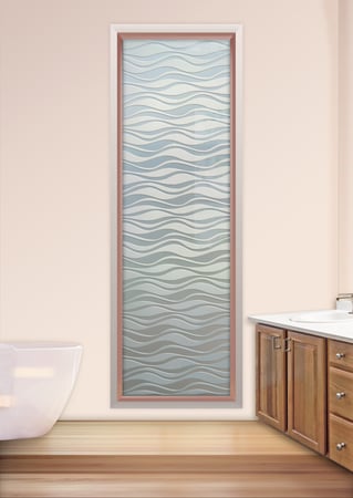 Window featuring Frosted Glass Design Etched Glass by Sans Soucie Art Glass with Custom Patterns Design Wavy