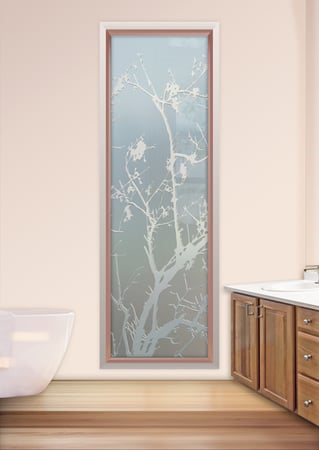 Window with Frosted Glass Asian Wild Cherry Design by Sans Soucie