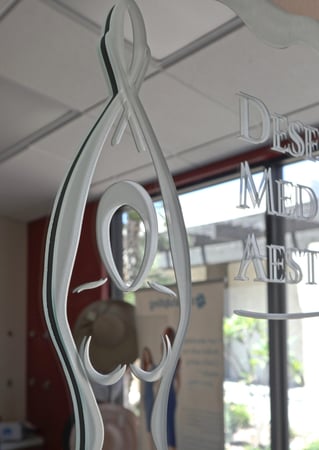 Decorative Mirror with a Frosted Glass Desert Med Aesthetics Logos Design for Private by Sans Soucie Art Glass