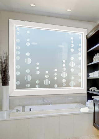 Window with a sandblast Frosted Glass Geometric Design Custom-Designed Decorative Etched Glass