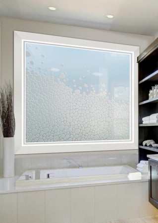Window with Frosted Glass Patterns River Rock Design by Sans Soucie