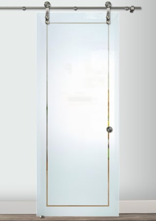 Glass Barn Door with sandblast Frosted Glass Design Art Glass Featuring Sandblast Etched Glass by Sans Soucie