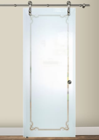 Glass Barn Door with Frosted Glass Traditional Florence Border Design by Sans Soucie