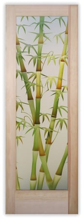 Pantry Door with a sandblast Frosted Glass Asian Design Custom-Designed Decorative Etched Glass