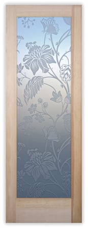 Pantry Door with a Frosted Glass Floral Pattern Floral Design for Private by Sans Soucie Art Glass