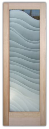 Pantry Door showcasing a Frosted Glass Abstract Design with Sandblast Etched Glass Art by Sans Soucie Dreamy Waves Design