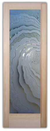 Pantry Door with a sandblast Frosted Glass Oceanic Design Custom-Designed Decorative Etched Glass