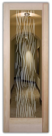 Front Door featuring Frosted Glass Design Etched Glass by Sans Soucie Art Glass with Custom Patterns Design Drift