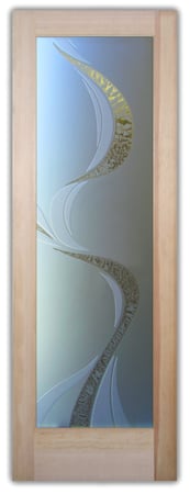 Front Door with a Frosted Glass Ribbon Reflection  Geometric Design for Semi-Private by Sans Soucie Art Glass