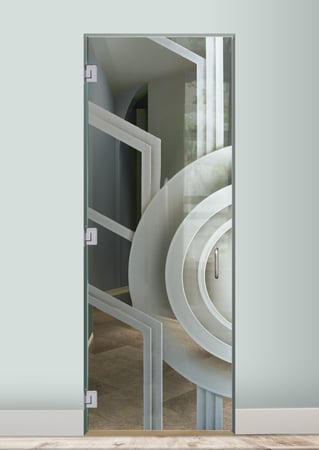 Shower Door with sandblast Frosted Glass Design Art Glass Featuring Sandblast Etched Glass by Sans Soucie