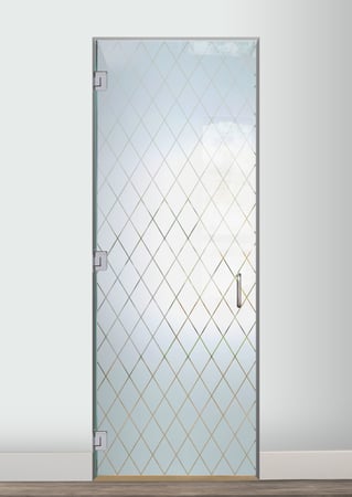 Interior Glass Door with a Frosted Glass Diamond Grid Patterns Design for Semi-Private by Sans Soucie Art Glass
