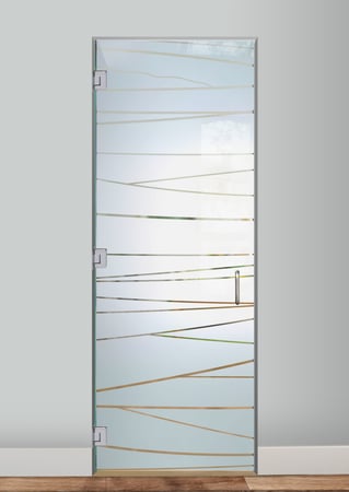 Interior Glass Door with Frosted Glass Geometric Linear Design by Sans Soucie