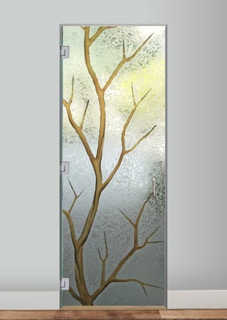 Interior Glass Door with a Frosted Glass Branch Out Trees Design for Semi-Private by Sans Soucie Art Glass