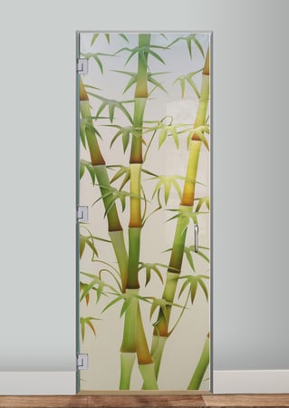 Interior Glass Door with a sandblast Frosted Glass Asian Design Custom-Designed Decorative Etched Glass