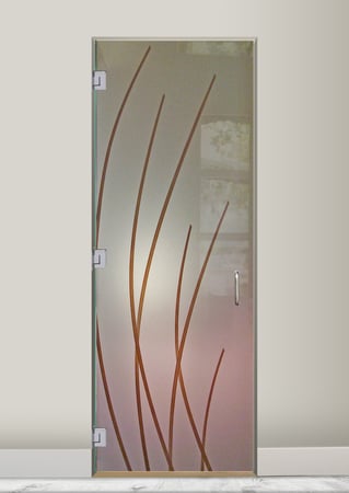 Shower Door with a sandblast Frosted Glass Geometric Design Custom-Designed Decorative Etched Glass