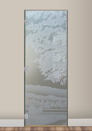 Interior Glass Door with Frosted Glass Landscapes Log Cabin Design by Sans Soucie