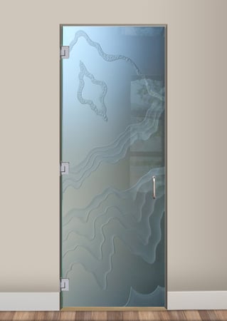 Interior Glass Door with a Frosted Glass Rugged Retreat No GC Abstract Design for Private by Sans Soucie Art Glass