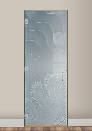 Interior Glass Door with a Frosted Glass Stylaster Coral Ripples Oceanic Design for Private by Sans Soucie Art Glass