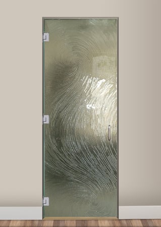 Interior Glass Door with a sandblast Frosted Glass Oceanic Design Custom-Designed Decorative Etched Glass